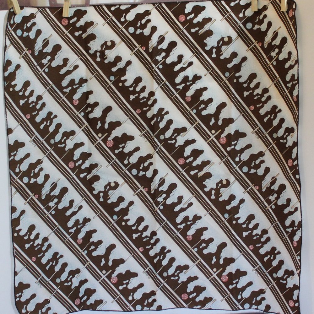Geno Abstract Brown and Blue Drip Print Scarf